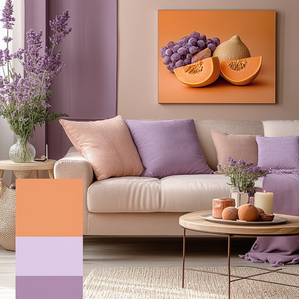 Cantaloupe and Lavender Colour Combination