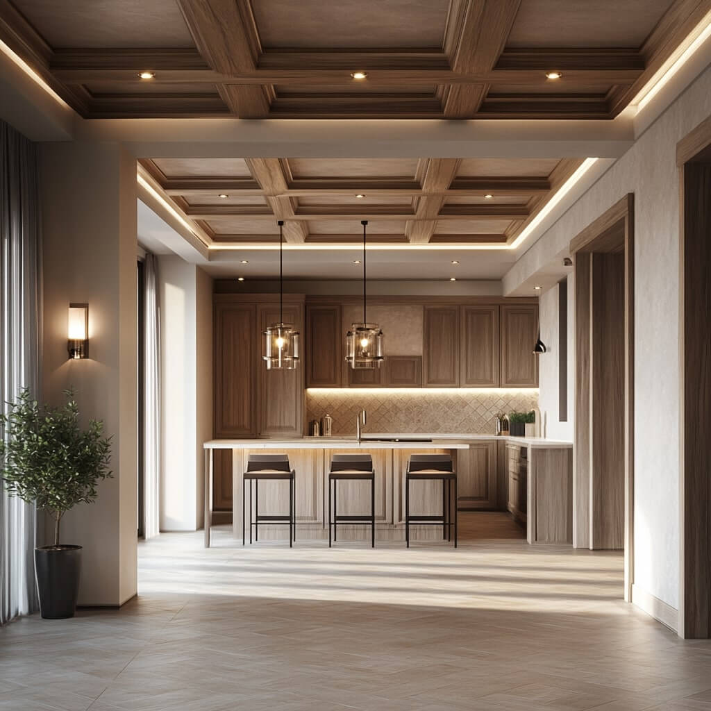 Ceiling Treatments and Lighting for the Kitchen Entrance Design
