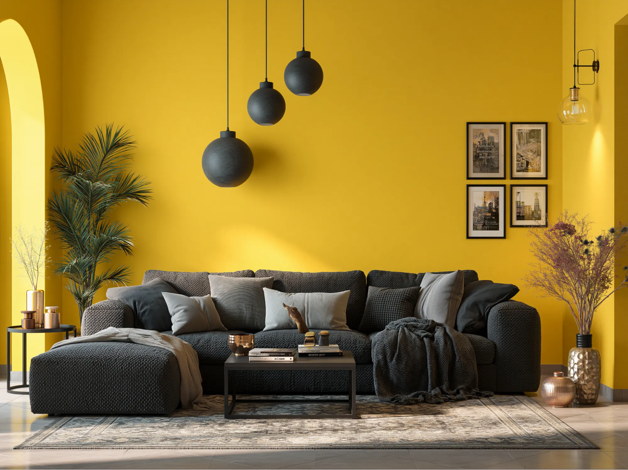 Charcoal Grey- Contrast Colour of Yellow