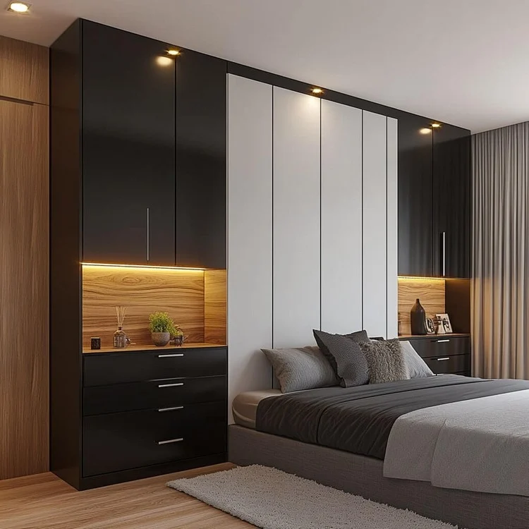 Classic Black and White wardrobe laminate colour combination