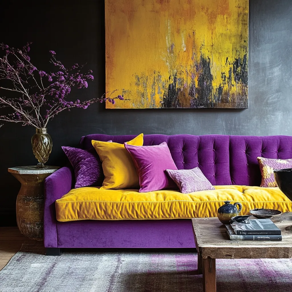 Combination of Purple and Yellow Combination with Purple Colour: Yellow