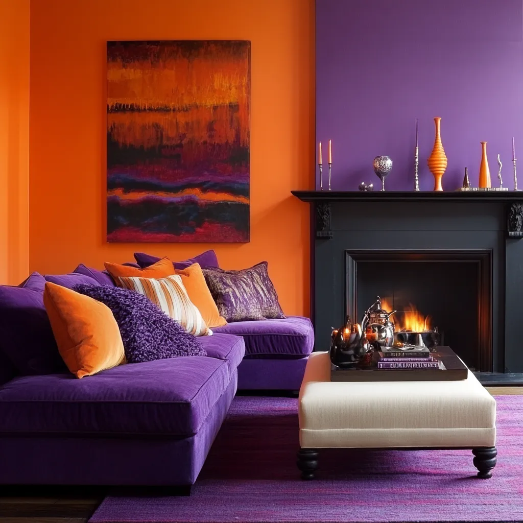 Combination of Purple and Orange Contrast Colour for Purple: Orange