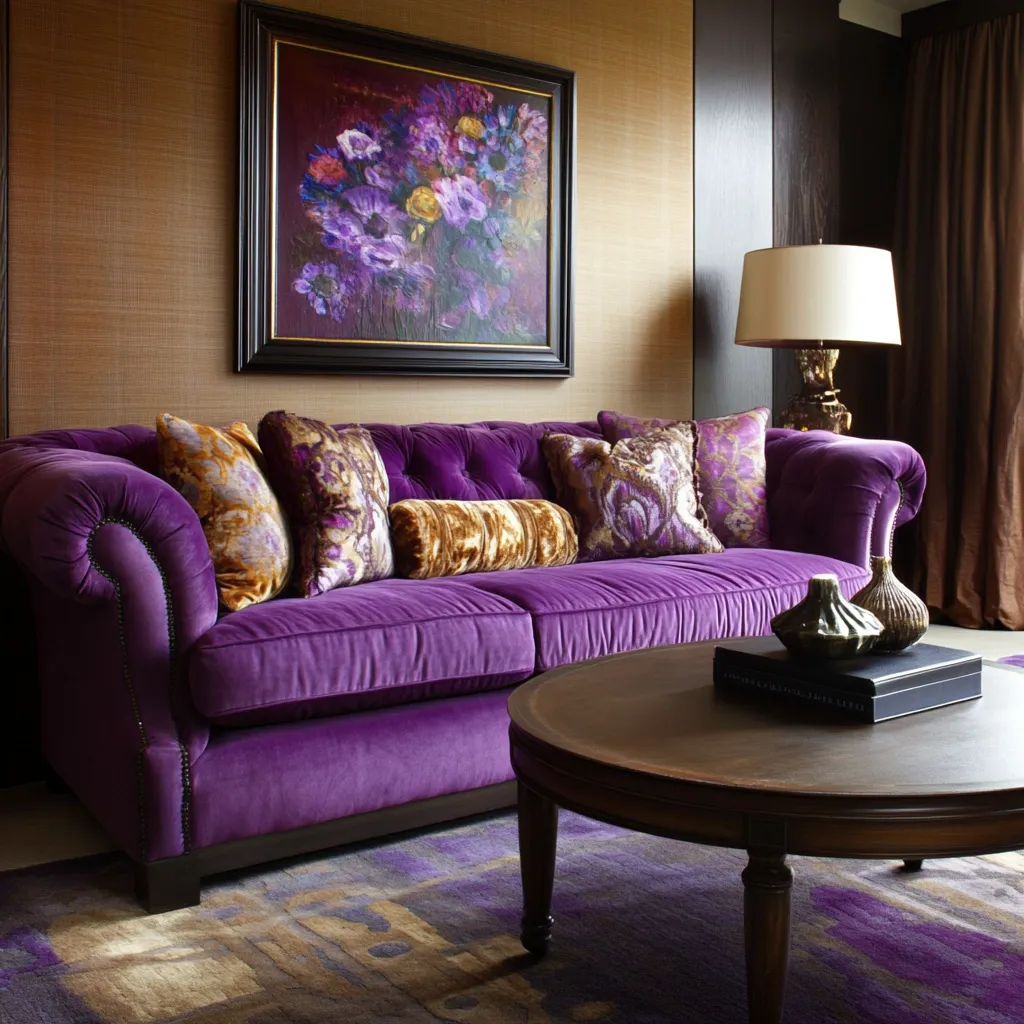 Combination of Purple and Brown Contrast Colour of Purple: Brown