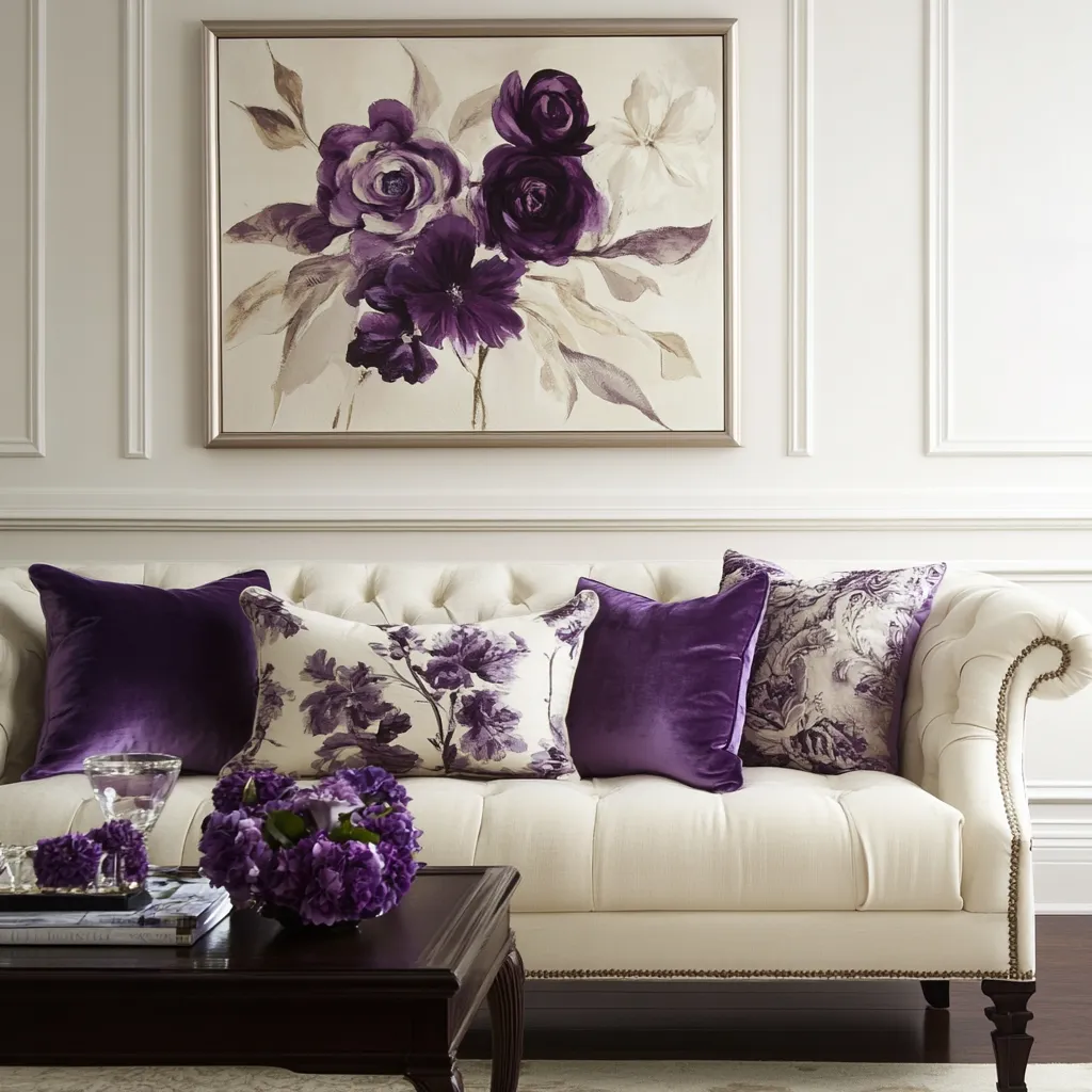 Combination of Purple and Off-White Contrast Colour of Purple: Off-white