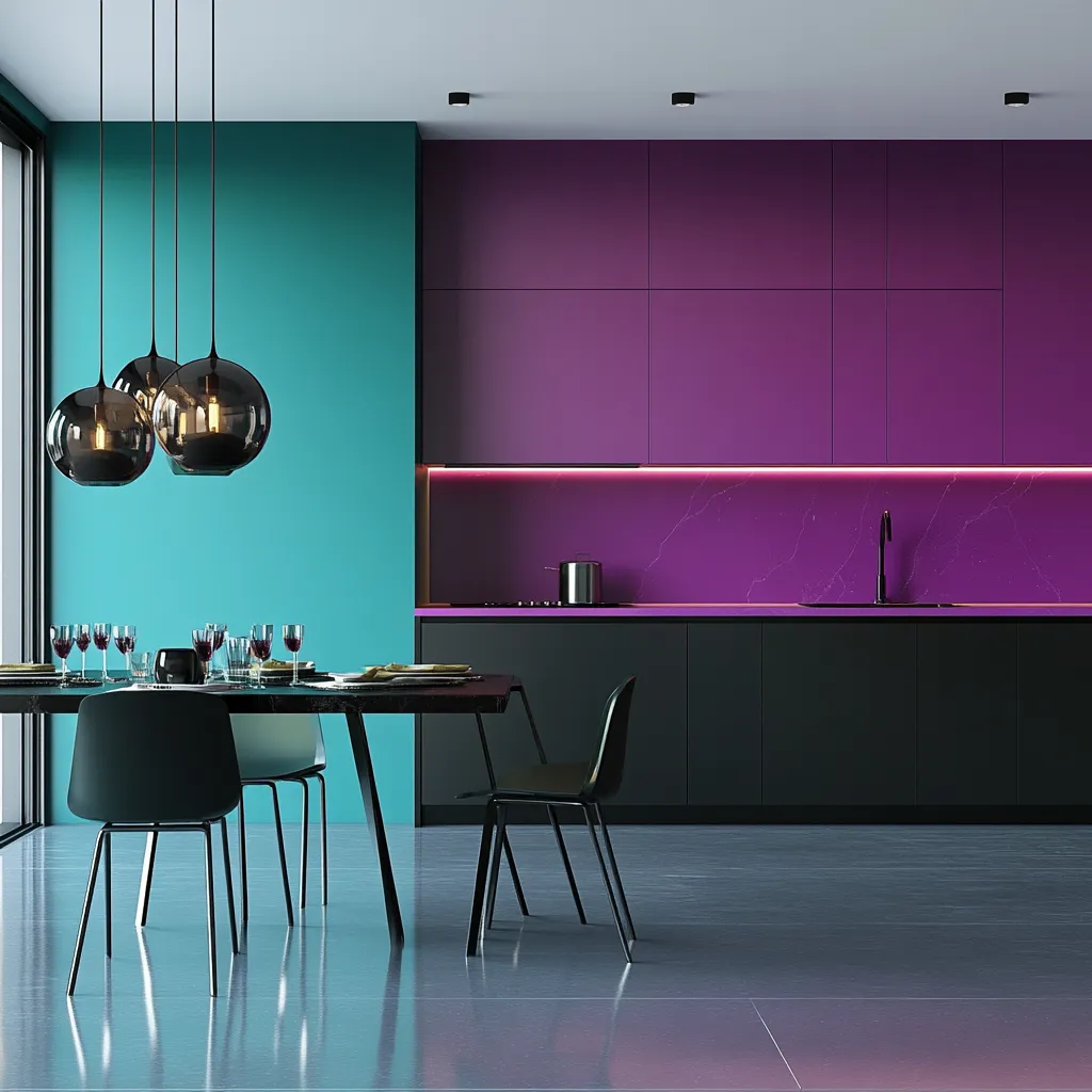 Combination of Purple and Teal Contrast Colour of Purple: Teal