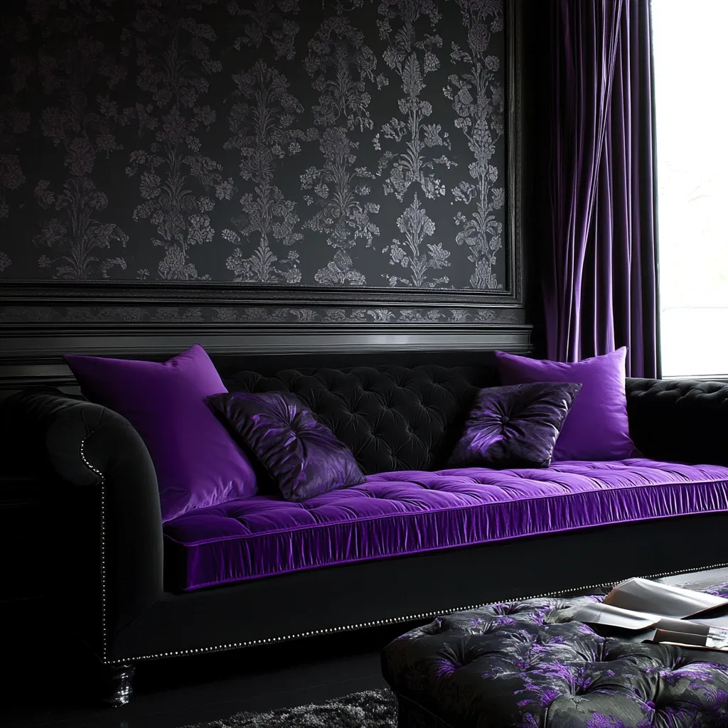 Combination of Purple and Black Contrast Colour with Purple: Black