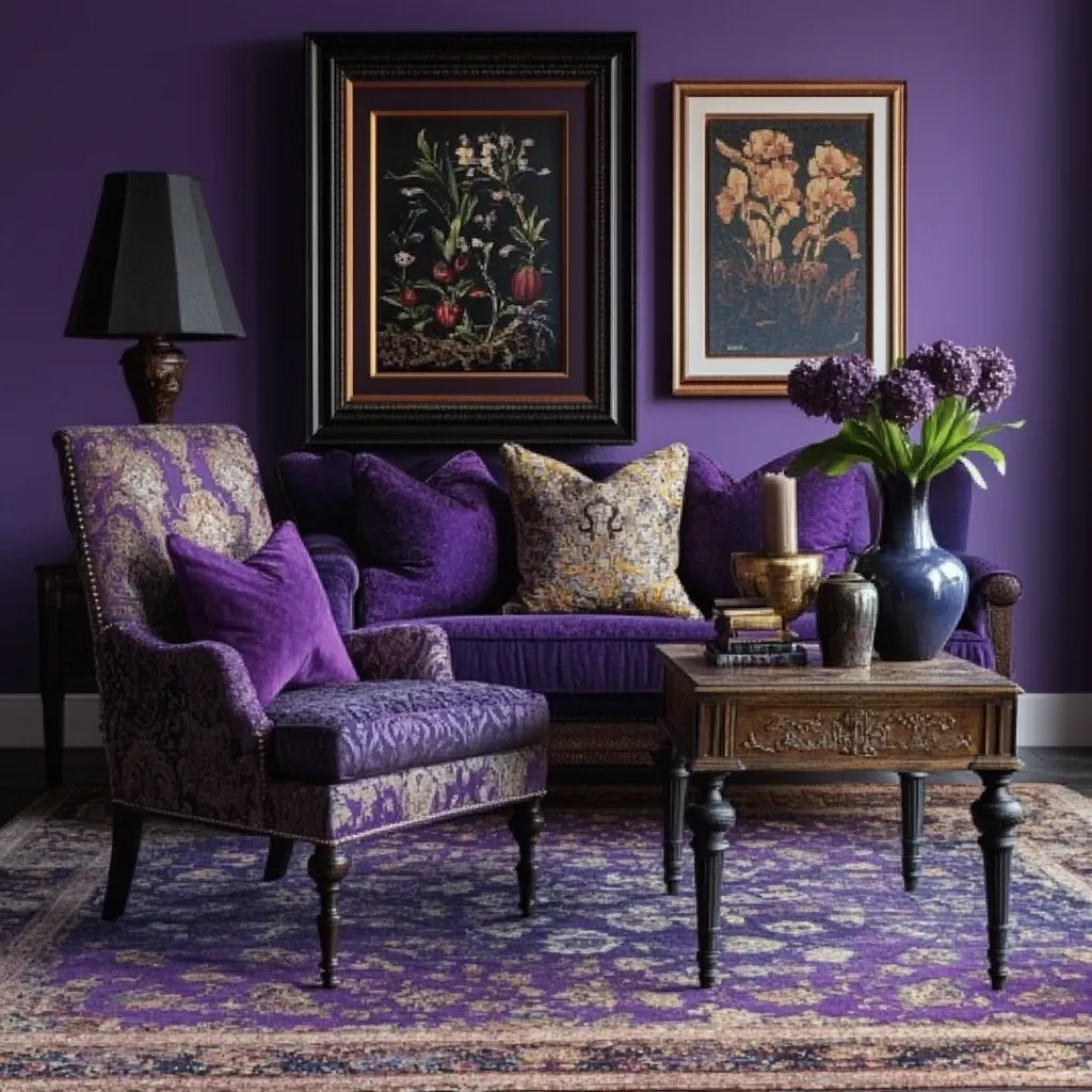 Combination of Purple and Mahogany Contrast Colour with Purple: Mahogany
