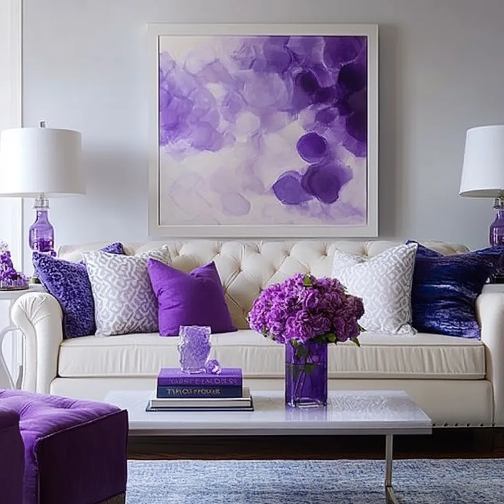 Combination of Purple and White Contrast Colour with Purple: White
