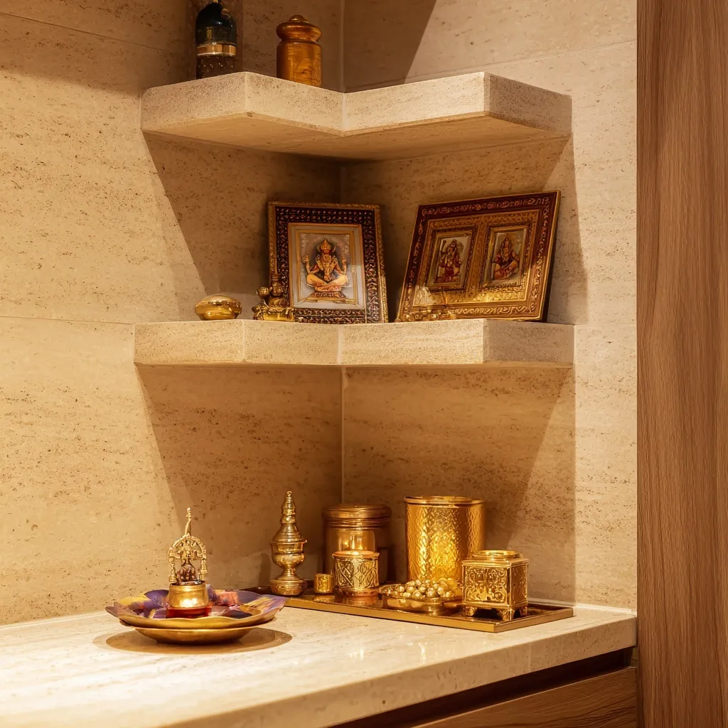 Corner Mandir Design for Apartments