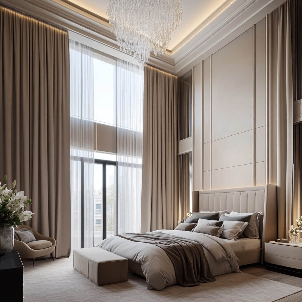 Floor-to-Ceiling Bedroom Drapes Ideas