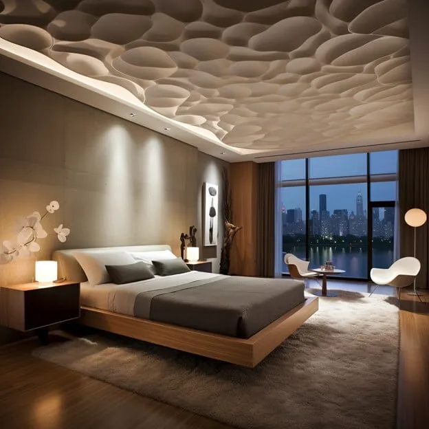 Geometric Ceiling Design Ideas for Bedroom