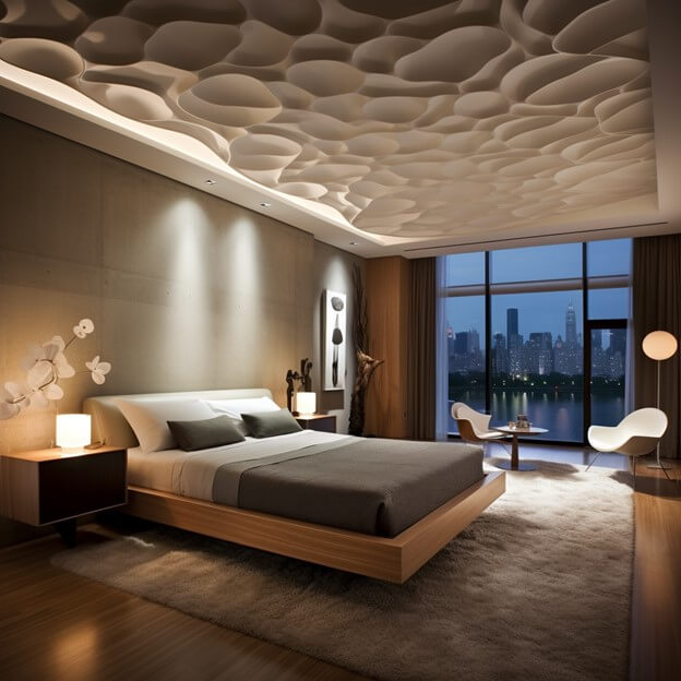 Geometric False Ceiling Design for Bedroom