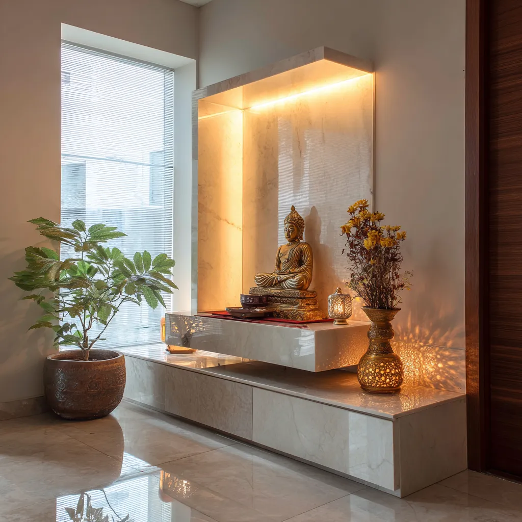 Glass and Acrylic Panels- Material for Small Pooja Room