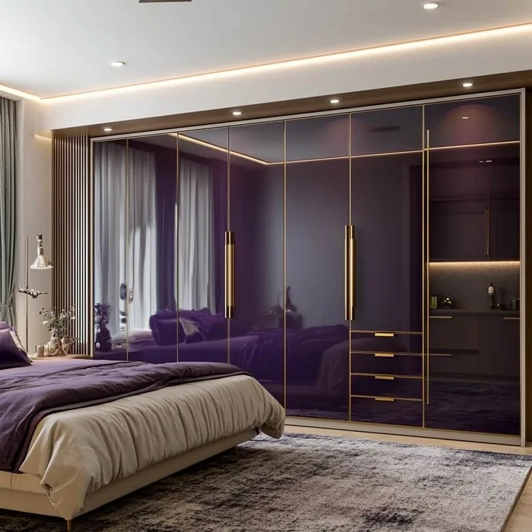 Glossy Purple and White wardrobe laminate colour combination