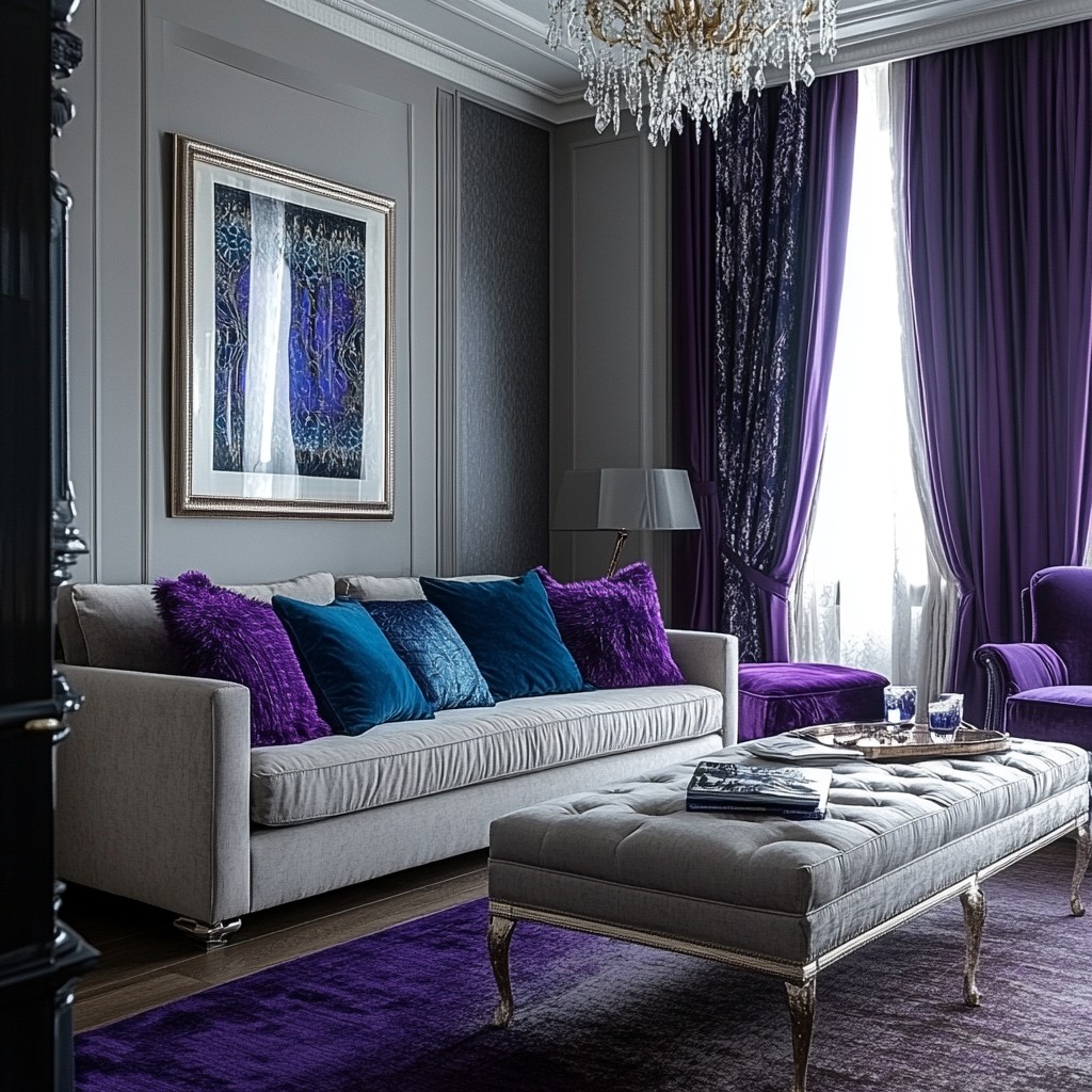 Gray, Bright Blue and Royal Purple Colour Combination