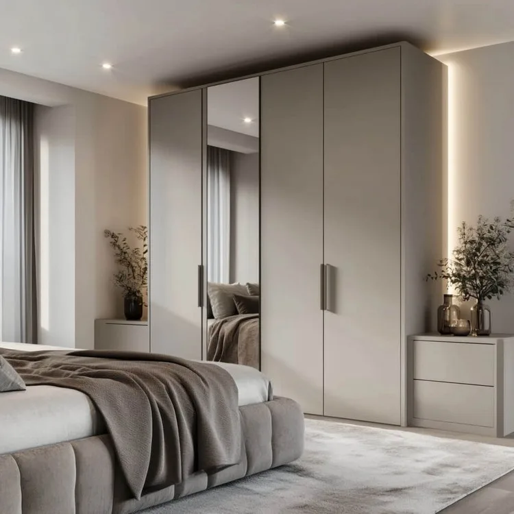 Grey Colour Wardrobe Design