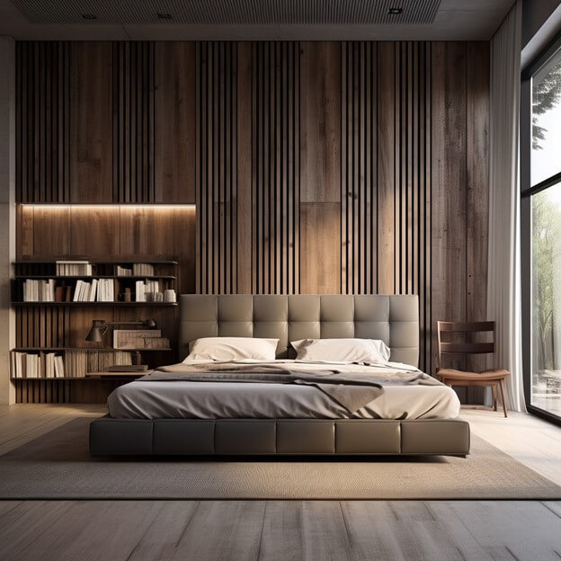 Industrial Style Modern Bedroom Ceiling Design With Vertical Panels