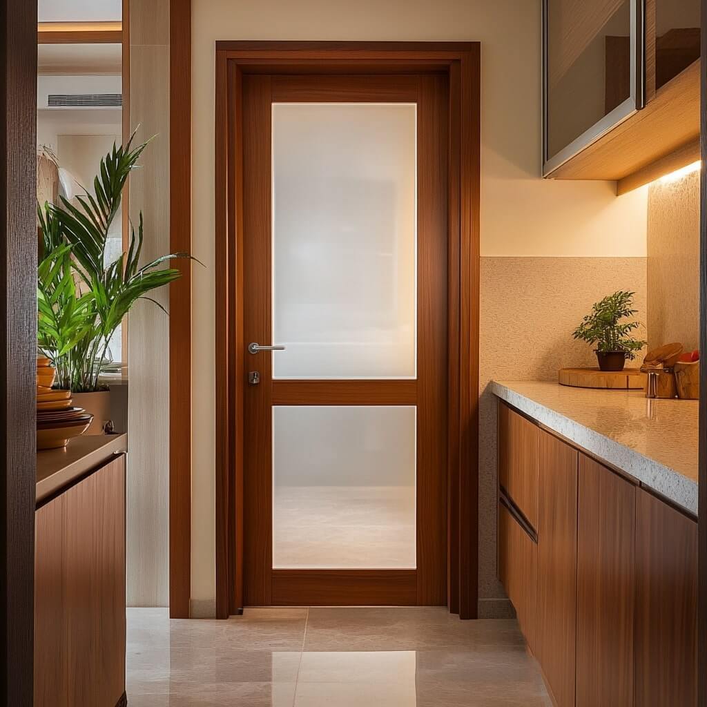 Kitchen Half Glass Door Design