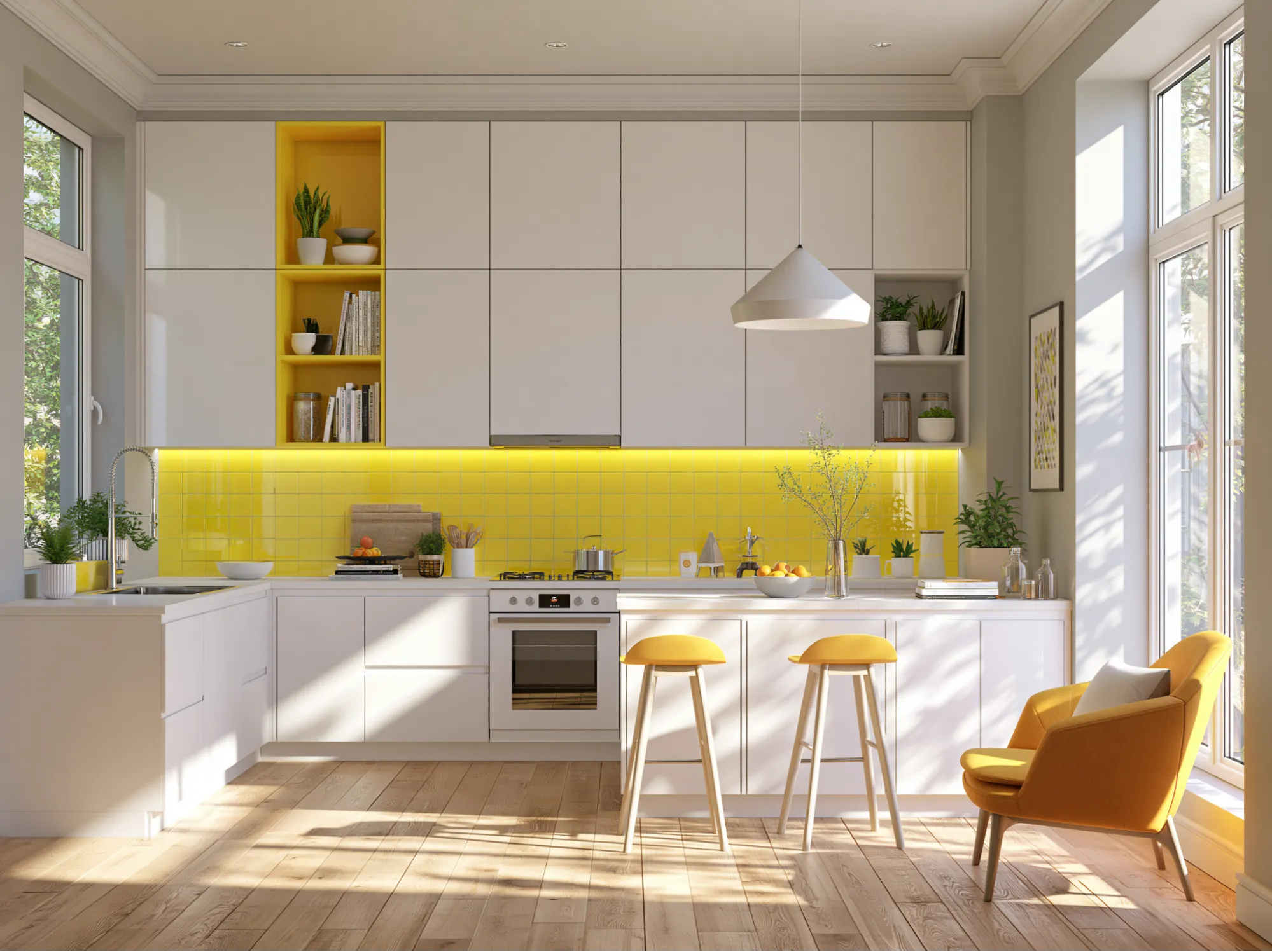 Lemon Yellow and White Colour Combination