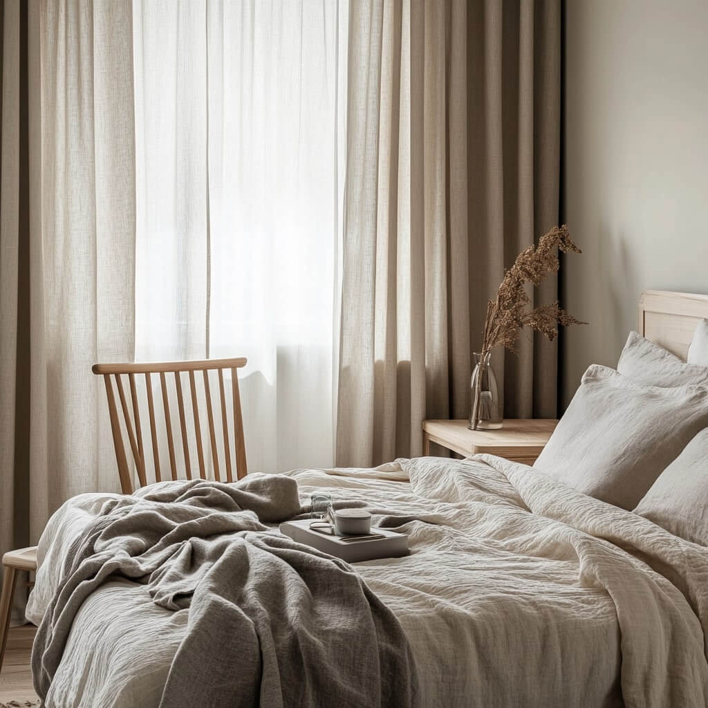 Linen Simplicity Bedroom Curtain Ideas