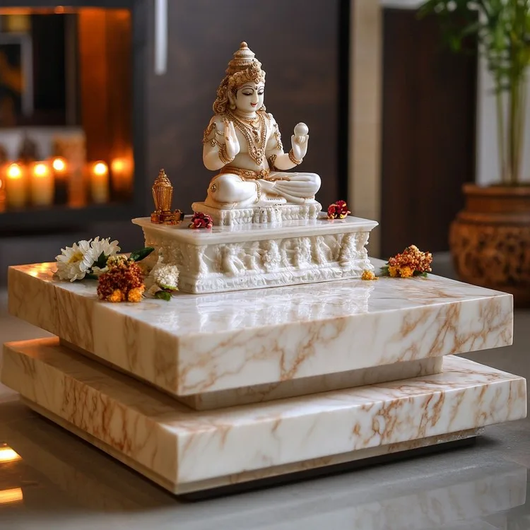 Elegant Marble Platform for Small Pooja Room