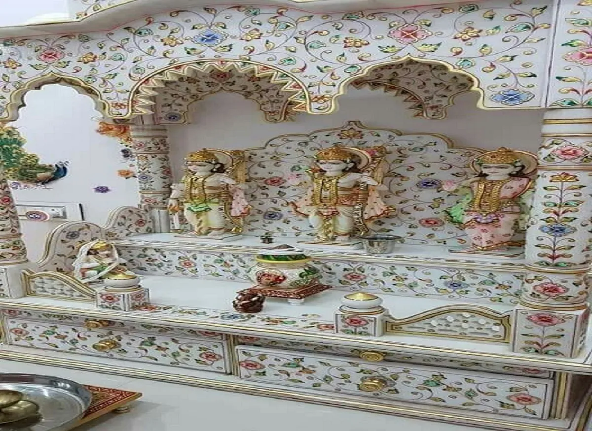 Marble Pooja Room False Ceiling Design