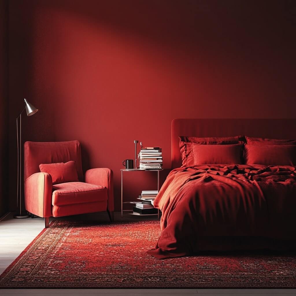 Matching Furniture and Red Colour Combination