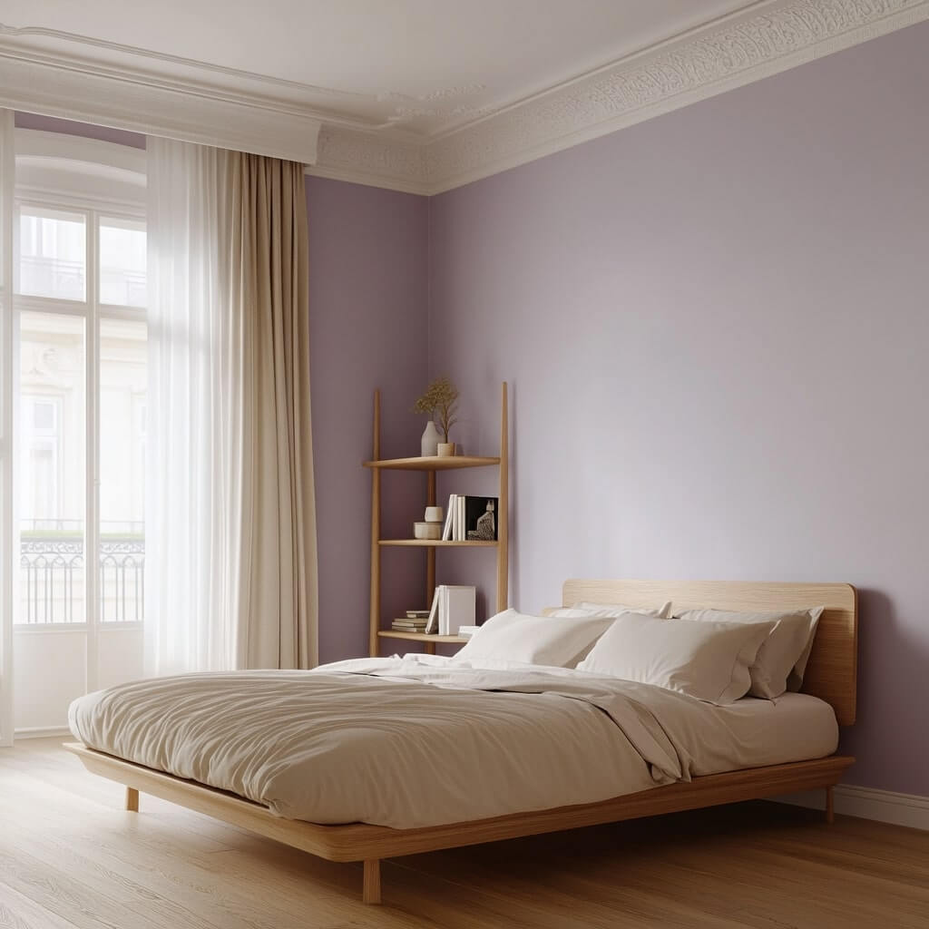 Minimalism purple colour bedroom