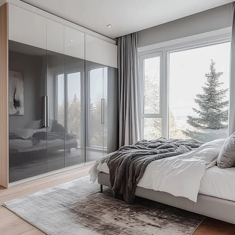 Modern Grey and White Two Colour Sunmica Design for Wardrobe