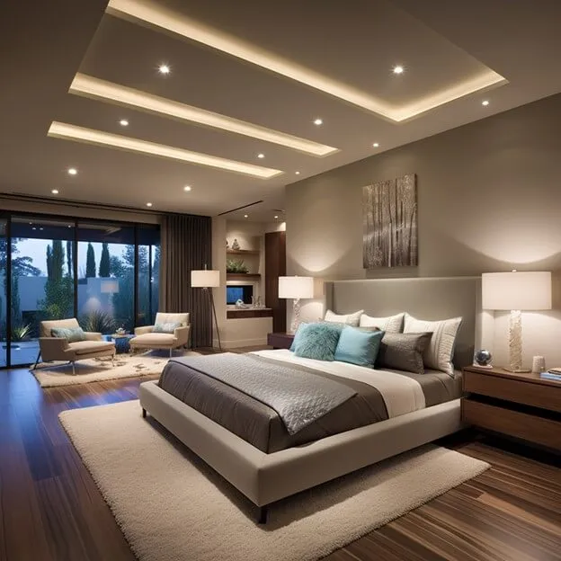 Modern Layered Ceiling Design Ideas for Bedroom