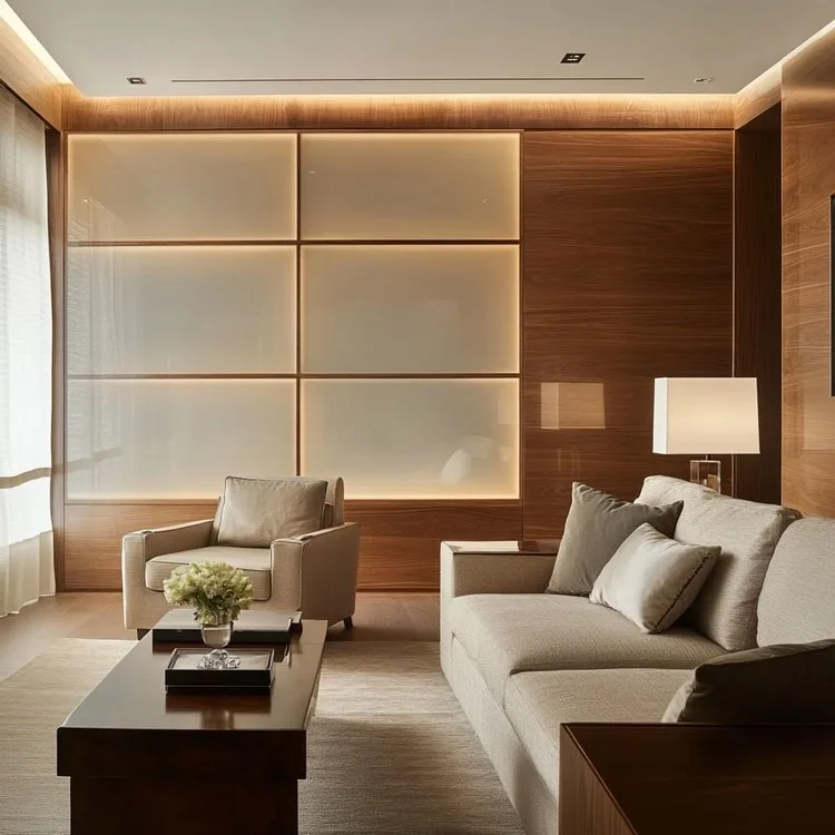 Modern Mixed-Material Wall Panelling Design