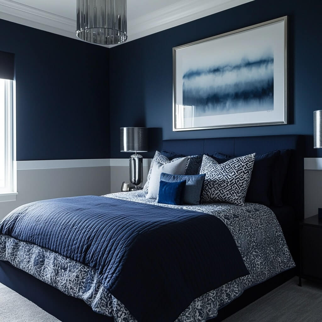 Monochromatic Blue Living Room Wall Colour Combination