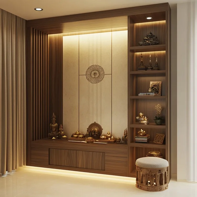 Multi-Functional Pooja Unit Design for Small Apartments