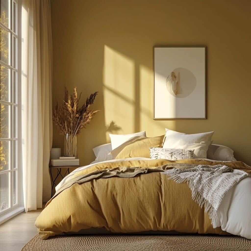Mustard and Pale Yellow colour combination for wall