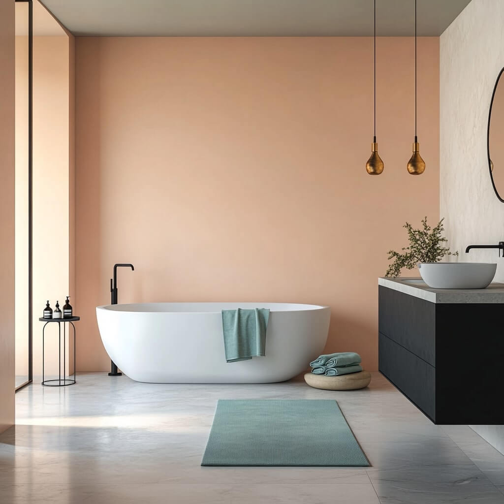 Peach Colour Combination Paint Ideas for Bathroom
