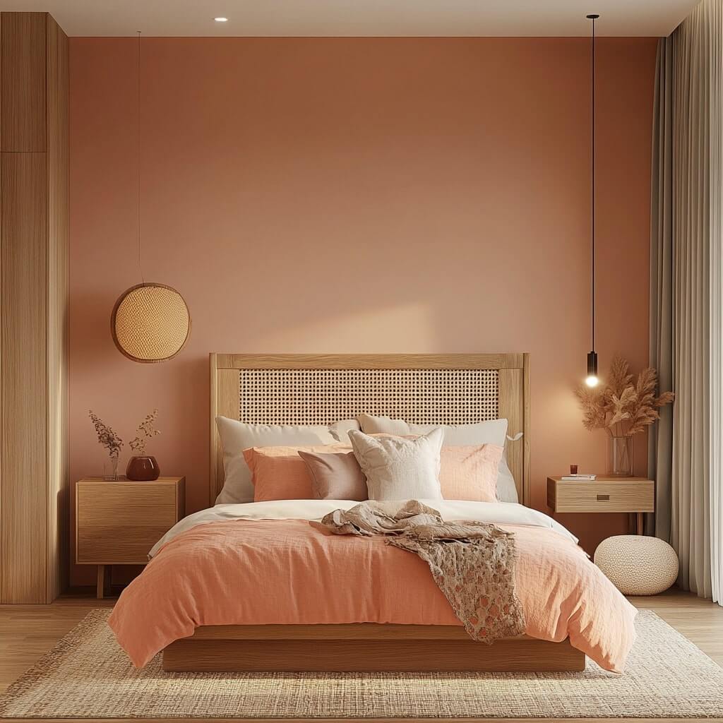 Peach Colour Combination Paint Ideas for Bedroom