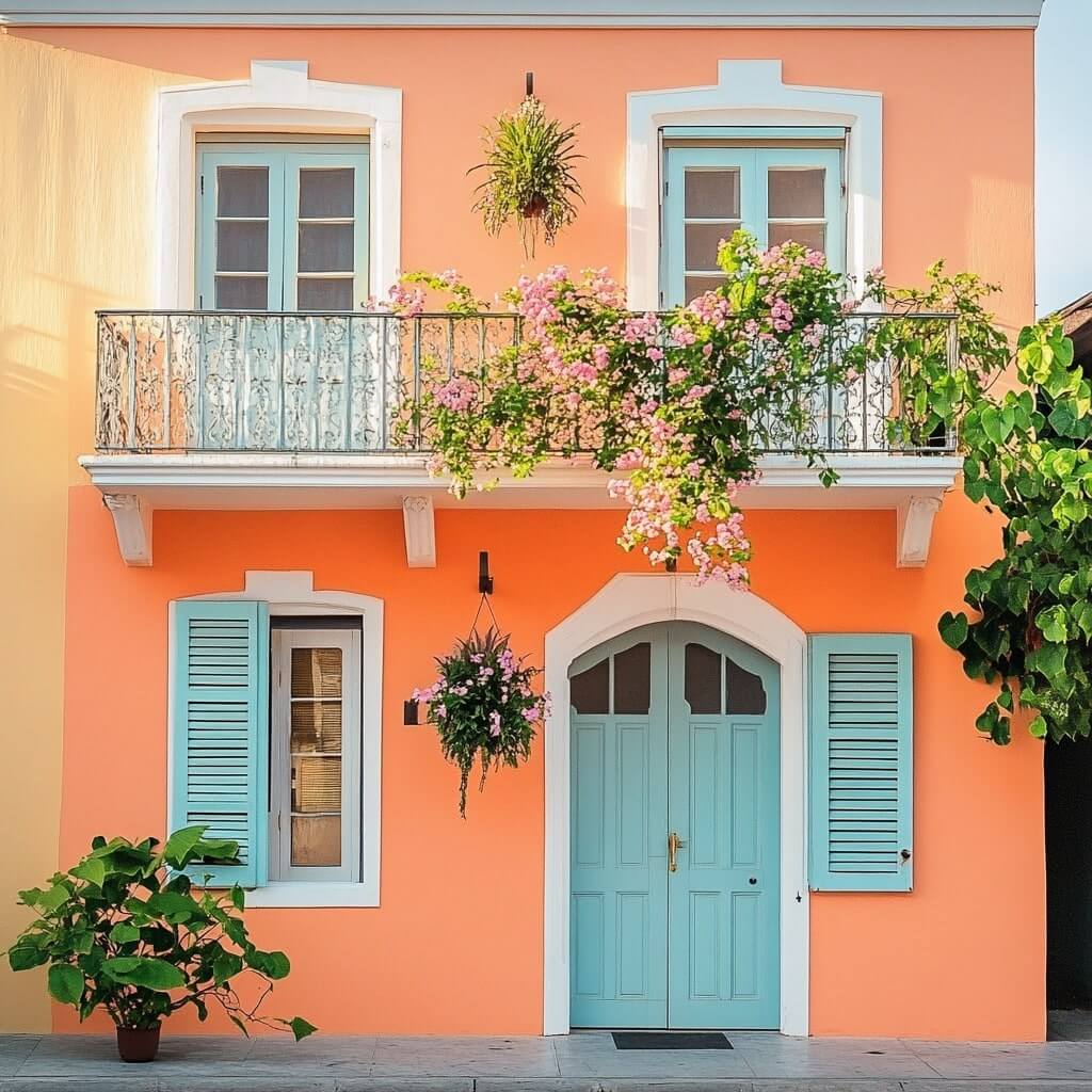 Peach Colour Combination Paint Ideas for Exterior