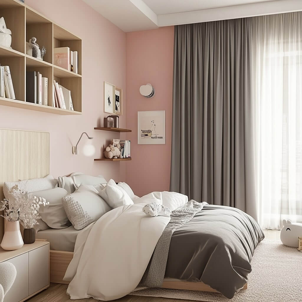 Pink and Grey Bedroom Colour Mix