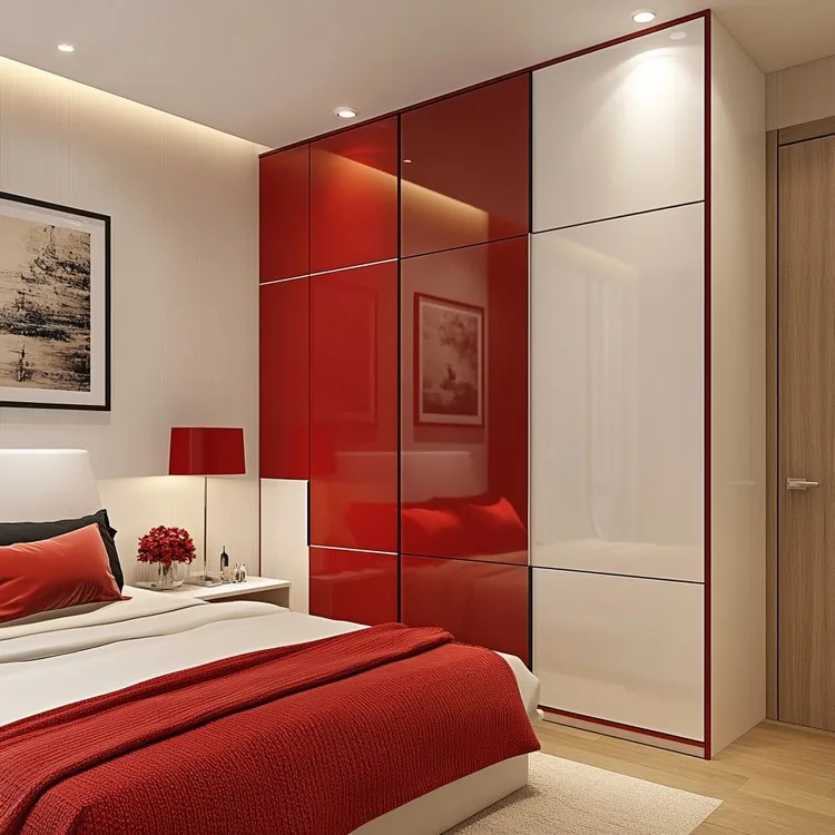 Red and White Dual colour wardrobe design