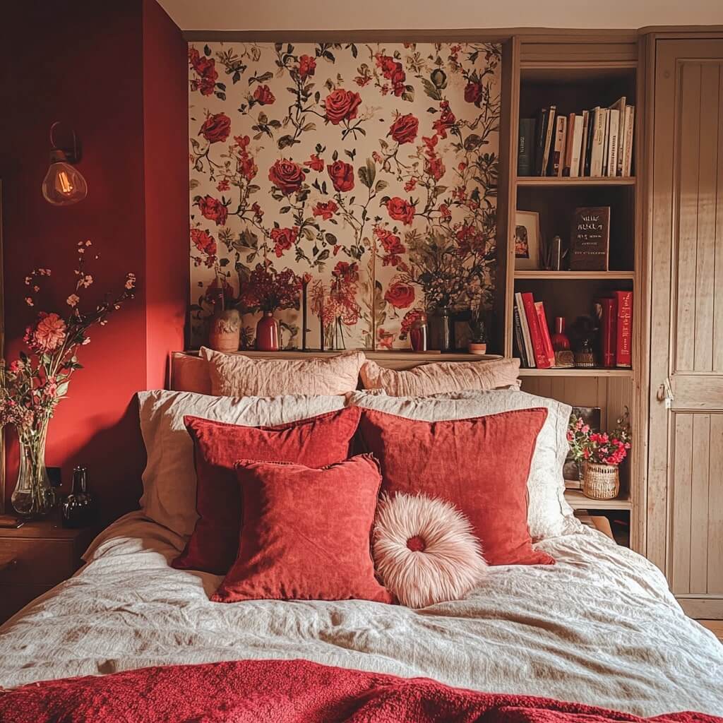 Red Colour Combination for a Rosy Room