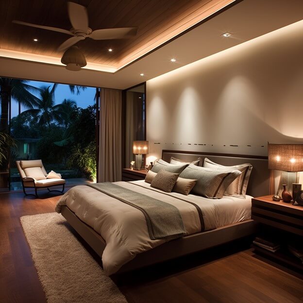 Simple Bedroom Ceiling Designs with Recessed Lighting