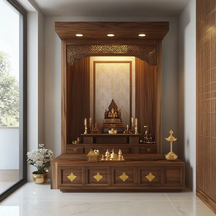 Simple Small Temple Design with Drawers