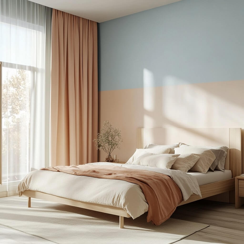 Sky Blue and Pale Beach Living Room Wall Colour Combination