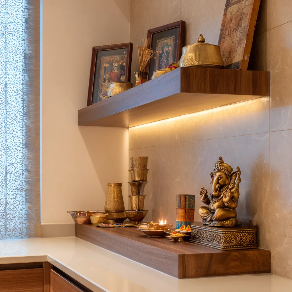Small Mandir Design in Dining Room