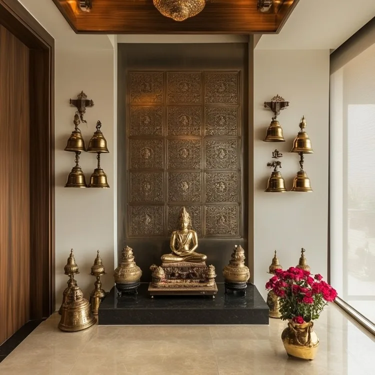 Foldable Shutters for Small Pooja Room Space