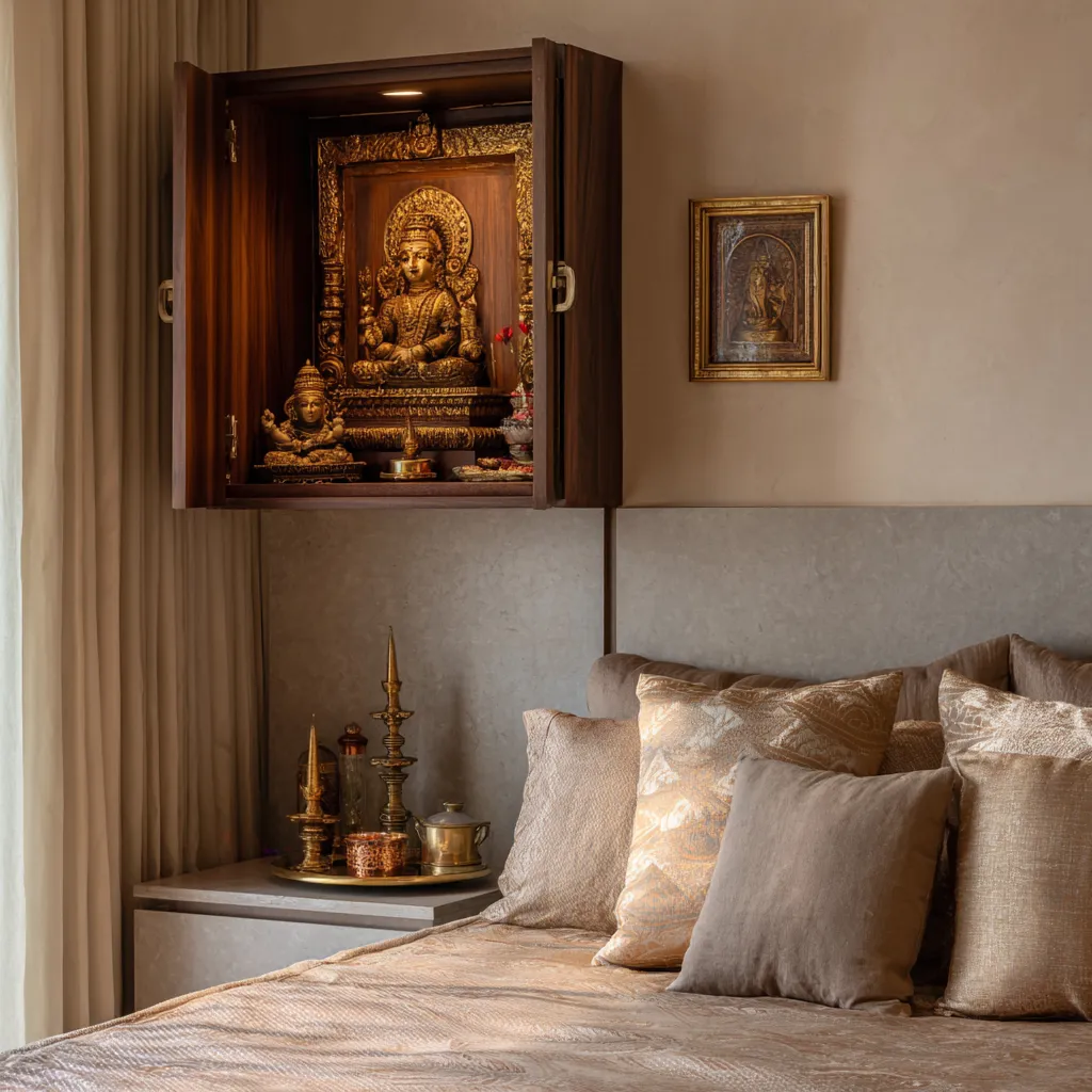 Small Pooja Unit Design for Bedroom as per Vastu