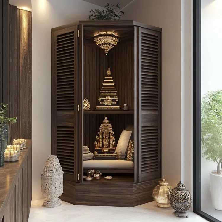 Foldable Shutters for Small Pooja Room Space