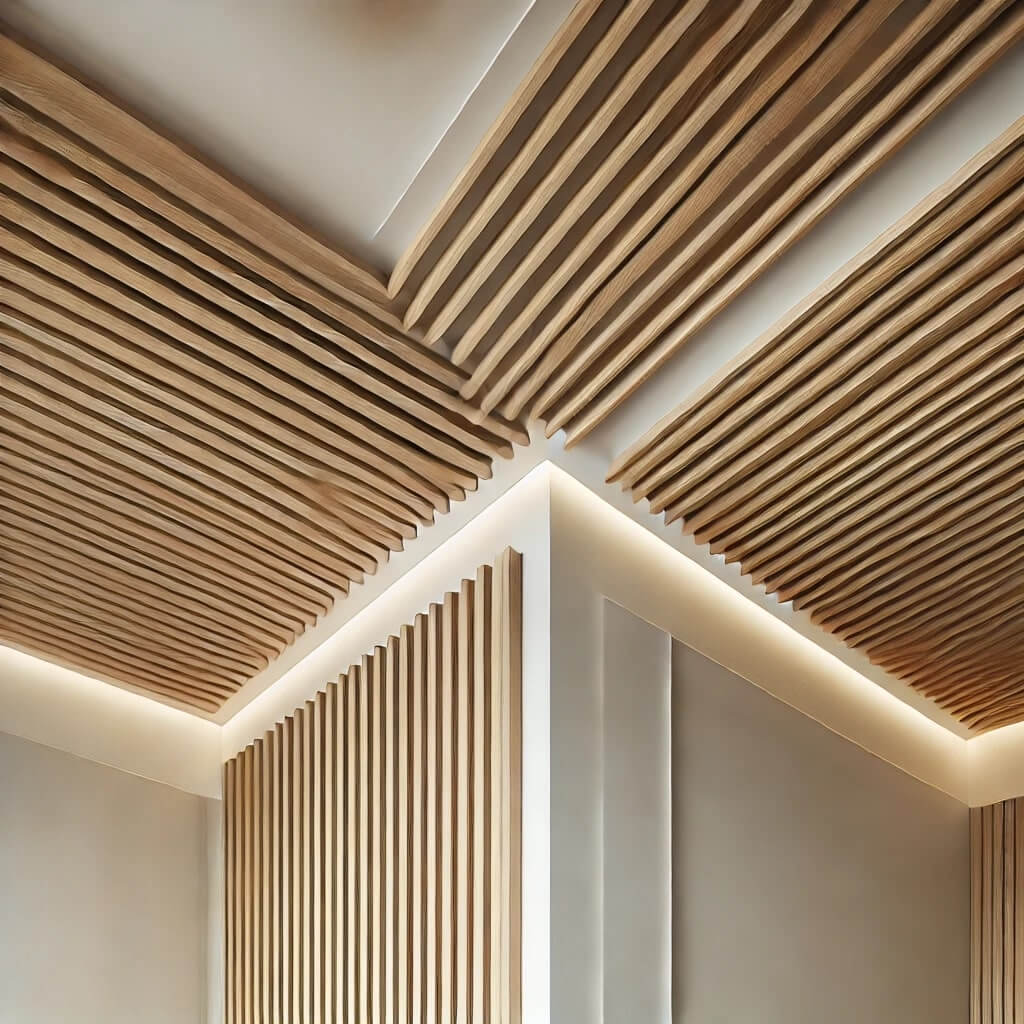 Thin Wooden Panel POP Corner Decorating Ideas