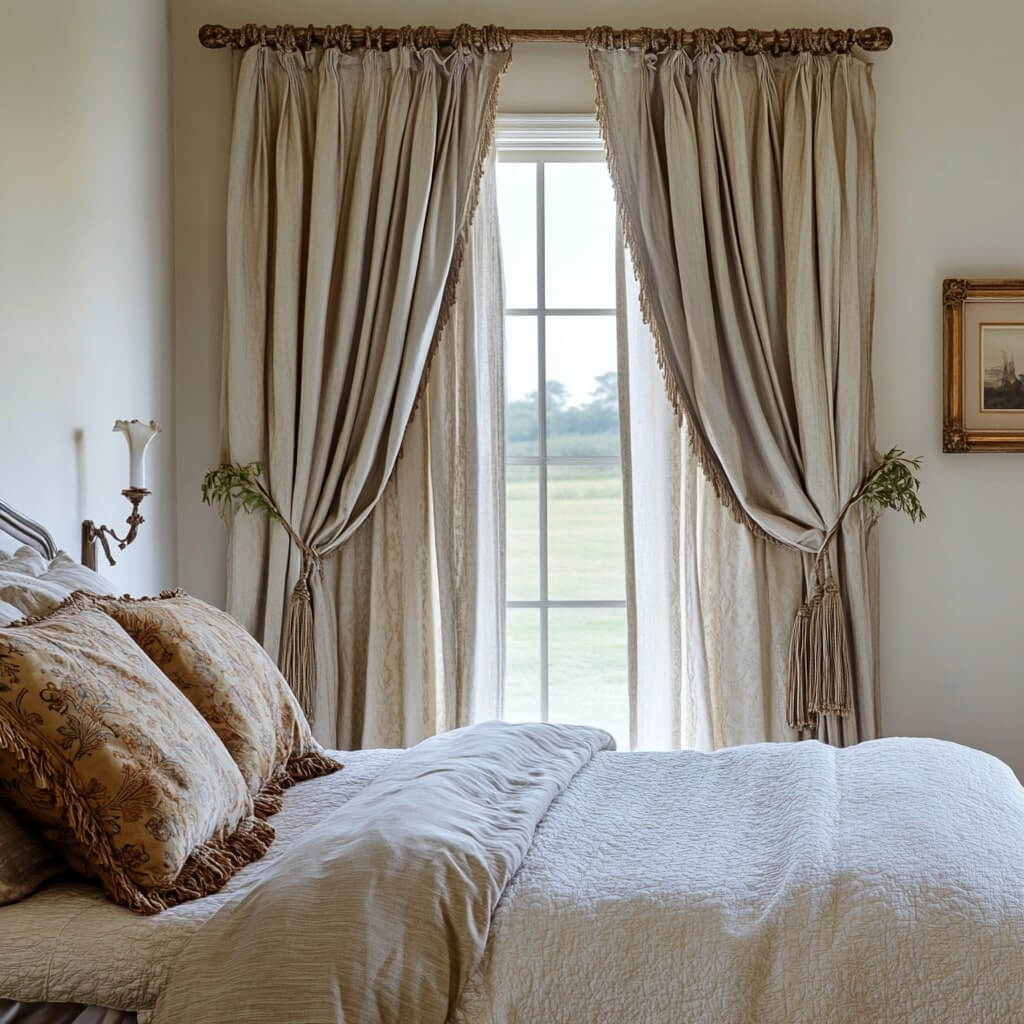 Tied-Back Charm Curtains for Bedroom