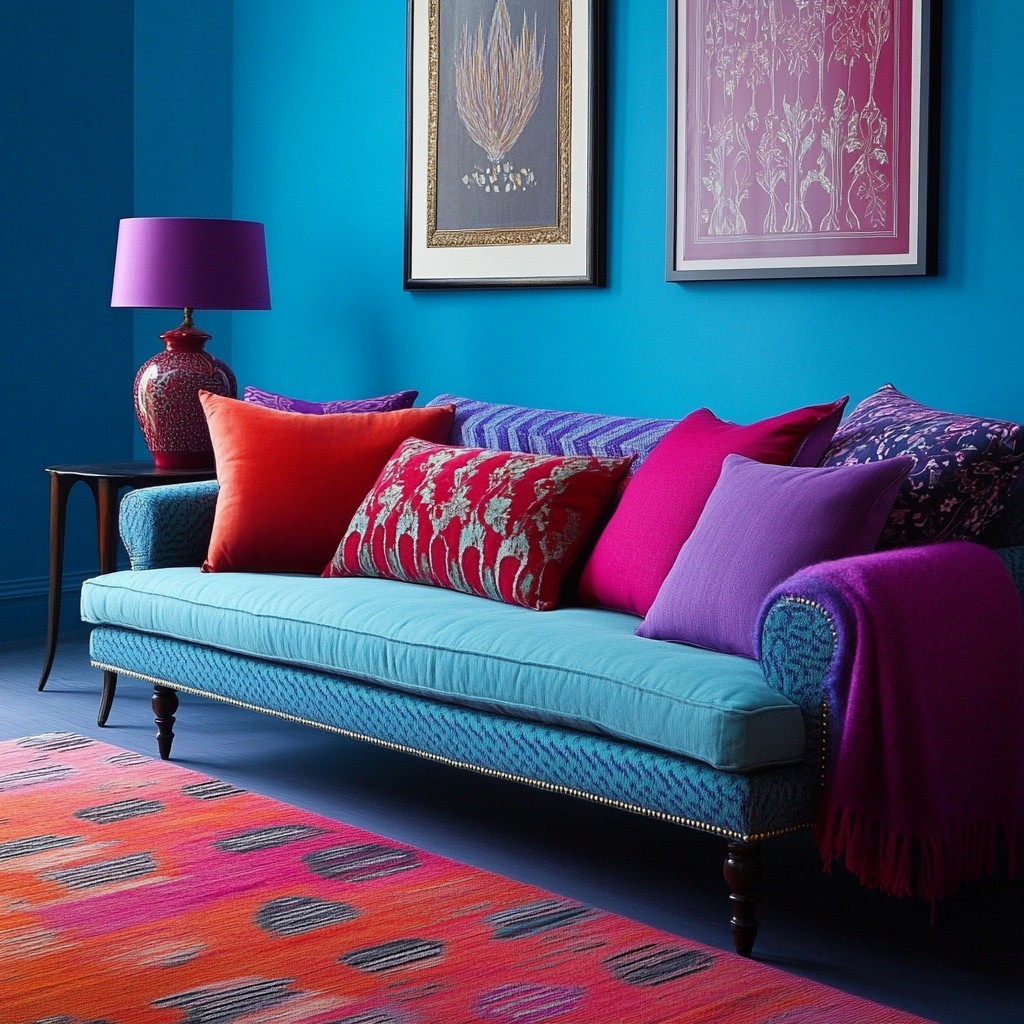 Turquoise Blue, Red and Purple Colour Combination